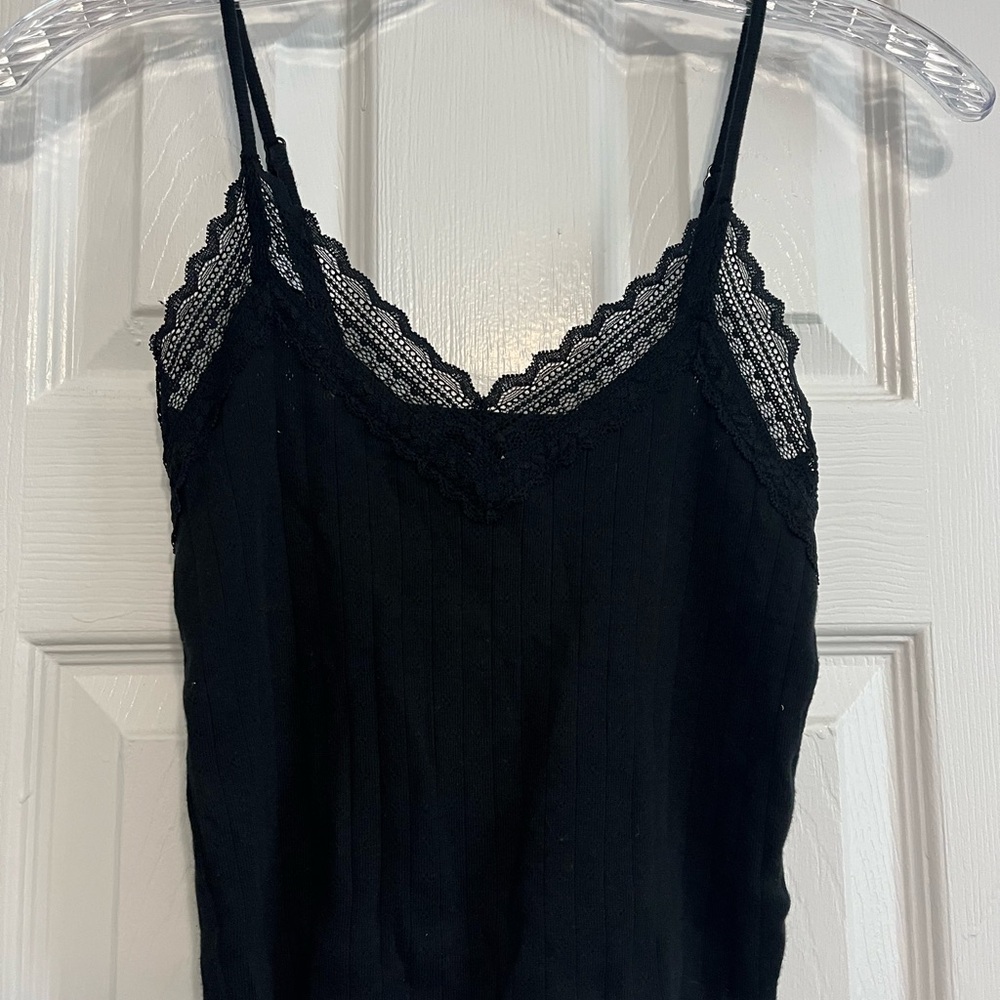 Black Lace Trim Cami Top